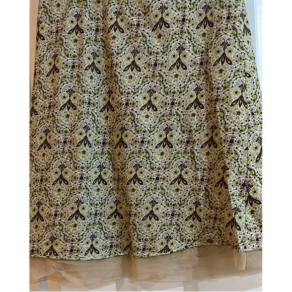 Vintage C. C. Outlaw Jersey Paisley Skirt with Green Gem Detail & Nude Mesh Hem - Picture 12 of 14